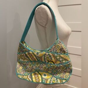 VERA BRADLEY Shopper Lemon Parfait Yellow Aqua Gray Paisley Shoulder Bag